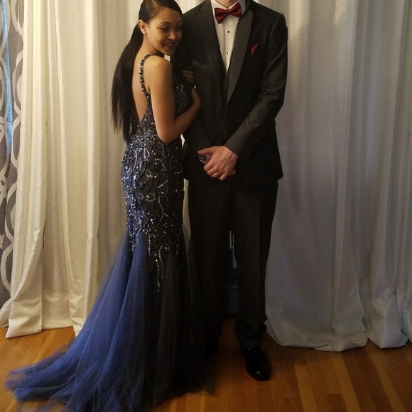 FINAL MARKDOWN! Steel grey Jovani prom dress - Picture 2 of 4